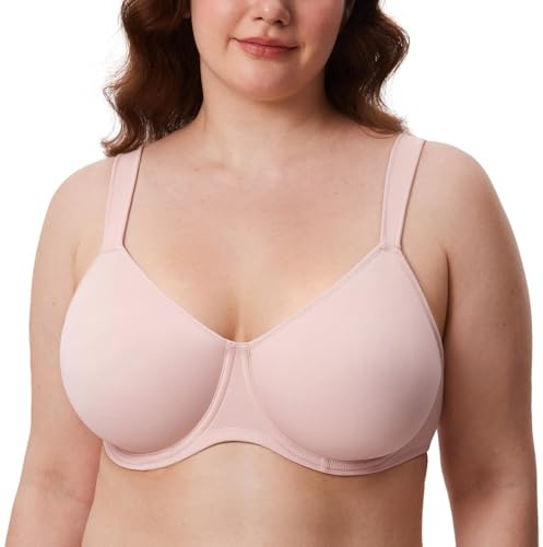DELIMIRA Dam-T-shirt, minimizer-bh med bygel, stora storlekar, utan vadderad, Nacke rosa, 80H