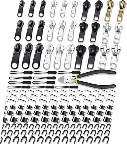 Reißverschluss Reparaturset, 159 Stück Reissverschluss Reparatur Set, Reisverschlussreparatur Set, Reisverschlußzipper Set, Reißverschluss Reparieren Jacke, Reparatur reißverschluss (3 Größen: #3/5/8)