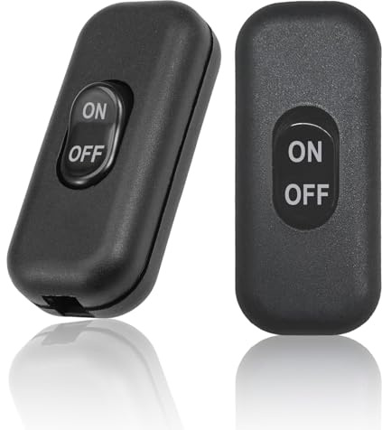 ZUOQIANG Lot de 2 Interrupteur Bipolaire Noir 6A 250V pour Lampe de Chevet, Bureau et Petit Appareil