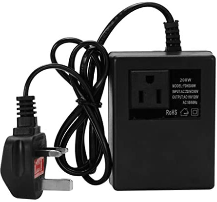 Weduspaty 220V To 110V Converter, Step Down Transformer 220v to 110v 200W Portable Copper Voltage Converter High Conductivity 50/60Hz Travel Adapter UK Plug, Voltage Converter