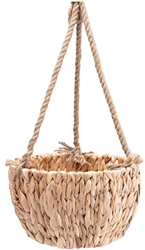 Decorasian Lot de 2 pots de fleurs suspendus tressés en jacinthe d'eau - Avec corde en jute - 22 cm