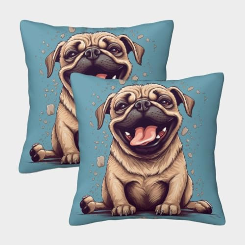 DPEOANEBN Bulldogge Kissenbezug 2er Set Outdoor Haustier Hund Kissenbezüge Mit Reißverschluss Moderne Für Sofa Schlafzimmer Gartenbett 45x45cm