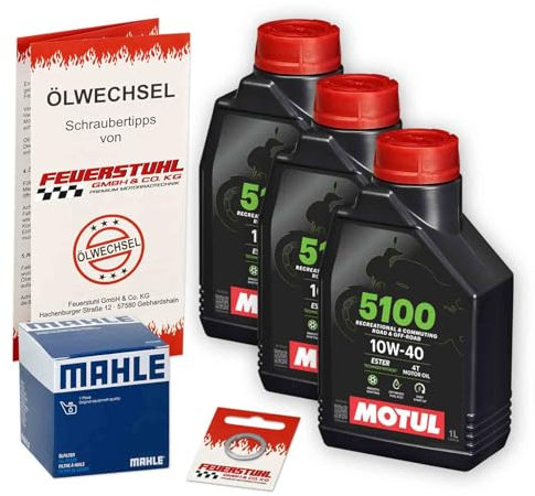 Öl & Ölfilter für Honda CB 650 R, 2019-2023 (RH08), Ölwechsel Set 10W-40 ESTER Motoröl + Mahle Filter + Dichtring(e)