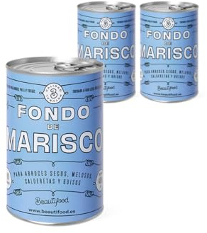 Beautifood – Brodo di frutti di mare, Fumet, Fondo concentrato per riso e stufati a base di frutti di mare del Mediterraneo | 100% naturale | 4 porzioni x lattina (contenuto per lattina 400gr) | 3