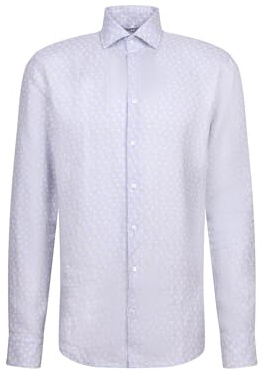 Silkesdekal herr business skjorta – slim fit – mjuk – kent krage – långärmad – 100% linne, blå, 44 SE
