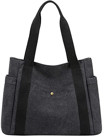 Brauttasche für Damen, Segeltuch, Handtasche, mehrere Taschen, Retro, lässig, Schultertasche, Tragegriff oben, Sommergeldbeutel und Handtaschen, Schwarz , Einheitsgröße