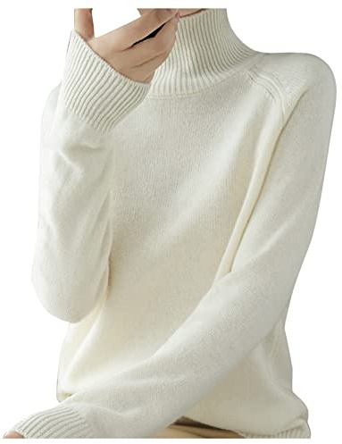 Damen Pullover, Baumwolle Zopfmuster Pullover Rollkragenpullover Damen Casual Oversize Strickpullover Damen Lang Pullover Damen Winter warm Kaschmir Damen Norweger Rollkragenpullover