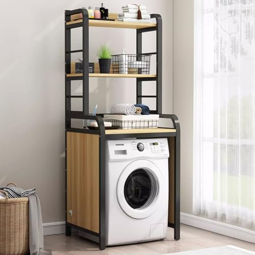 Estantería Lavadora Encima Del Estante De La Lavadora Estantes De Baño Armario Para Lavadora Kit Apilamiento Lava Estante De Lavandería Estante De Almacenamiento Para Lava(Size:tres capas,Color:negro)