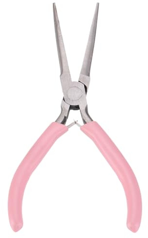 sourcing map Needle Nose Pliers 5 Mini Jewelry Pliers with Non-Slip PVC Handle for Beading Jewelry Making Wire Wrapping DIY Craft Hobby, Pink