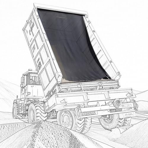SUMORISE Dump Trailer Tarp 7'X14' - Heavy Duty Dump Truck Mesh Tarp with Double Pockets,Reinforced Double Needle Stitch Webbing Ripping Tearing Stop,No Rust Thicker Brass Grommets,Uv-Protective(Black)