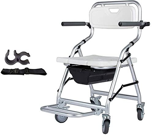 AYCDL Tabouret De Douche en Fauteuil Roulant, Chaise De Douche, Toilettes, Baignoire, Siège De Toilette Portable À roulettes, Fauteuil Roulant De Douche Pliable, Chaise Percée
