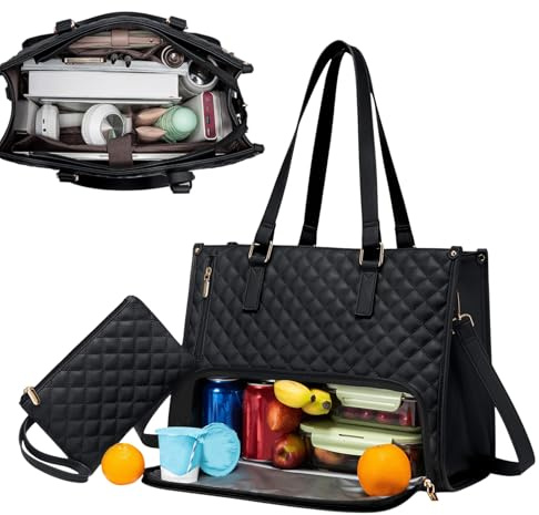 Generisch Große Lunchtasche für Frauen, Laptoptasche mit isoliertem Lunchfach, Tasche -Lunchbeutel -Kombination, Elegant Große Tragetasche Tote Bag Lunch Bag Combo für Arbeit, Uni, Büro