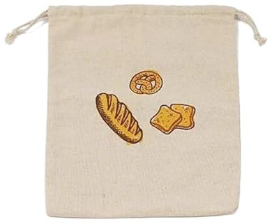 Sacs à Pain Sac à pain en lin réutilisable, 4 pièces, sac de rangement à cordon de serrage en coton, pain à cordon de serrage, sacs frais faits maison, sac de rangement en lin(Beige01)