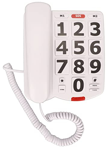 Big Button Telefon Stor Justerbar Volym Sista Nummer Redialing Corded Landporte Telefon Förstärks för Hörselskadade Seniorer Hem med Extra Högt Ringer House Visuellt Nedsatta