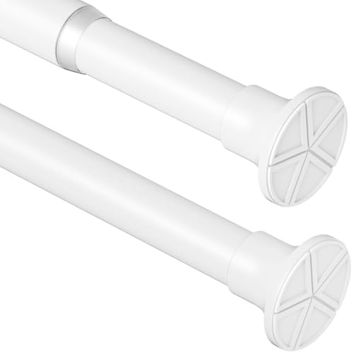Venwemong Extendable Shower Rail No Drill Tension Rod For Clothes Telescopic Curtain Rod for Shower Curtain, Kitchen, Closet, White, 185-360cm