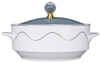 Peakjune Zuppiera in Ceramica con Coperchio e Manici, per la Cucina Domestica