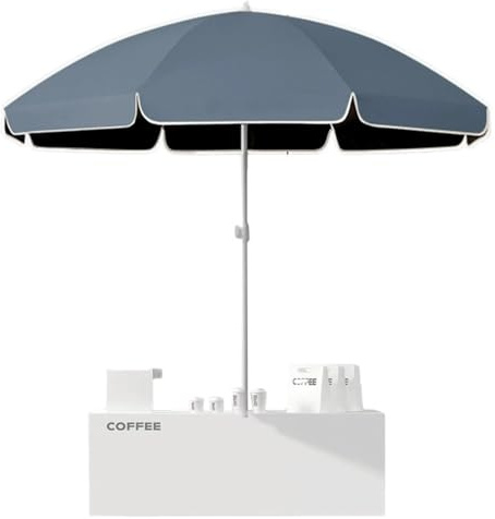 QSPNVFB Grande Sombrilla De Mesa De Terraza Anti UV Parasol De Jardín Redonda Portátil Sombrilla De Playa Mercado Piscina Balcón Impermeable(Haze Blue,3.2m(10.5ft))