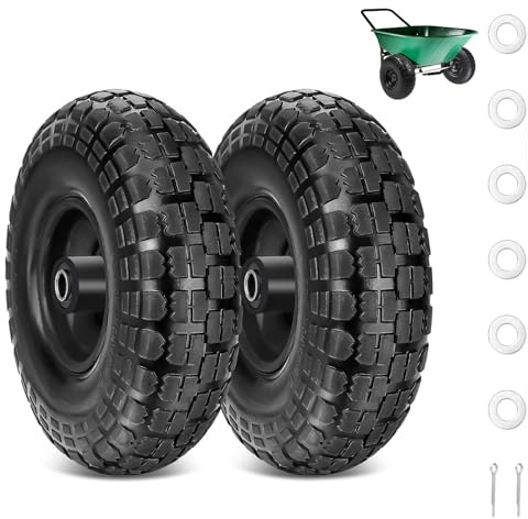 2x Sackkarrenrad Räder für Sackkarre Vollgummireifen Reifen : Pannensichere Vollgummi Reifen 4.10 3.50-4, Bollerwagen Ersatzräder ØxB 250 x 90 mm, Rad Achse 20mm, bis 180 kg