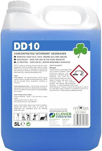 Christeyns 404 Clover DD10 Deep Fat Fryer Cleaner 5L – Commercial Heavy Duty Fryer Boil Out Liquid for Professional Catering & Restaurant Kitchens