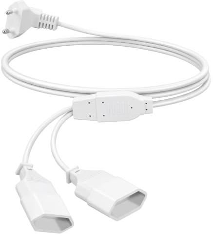 Eurostecker Strom-Verlängerungskabel mit Doppelsteckdose,1.5m Verlängerungskabel mit Flachstecker,2-in-1 Stromkabel Dreifach Typ-C-Stecker,0,75 mm² Max für Fernseher, PC,Computer,Monitor
