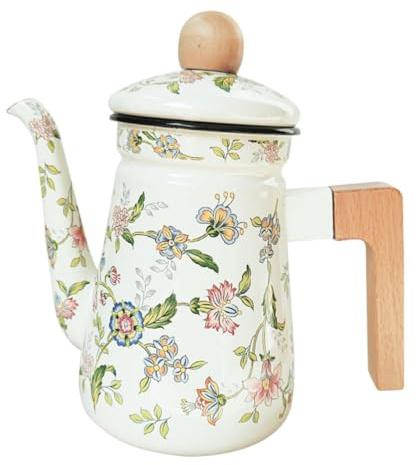 UKCOCO Teiera in Smalto Resistente al Calore con in Vintage Portatile e Facile da Versare per Infusi e o