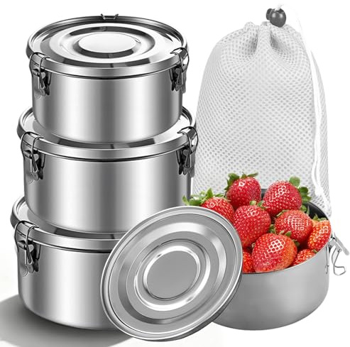 3pcs Boîtes À Déjeuner En Acier Inoxydable 660ml/1040ml/1590ml Boîte À Déjeuner En Acier Inoxydable, Lunch Box Inox, Boîte À Bento Avec Couvercle Boîte À Lunch Pour Collations, Fruits, Céréales
