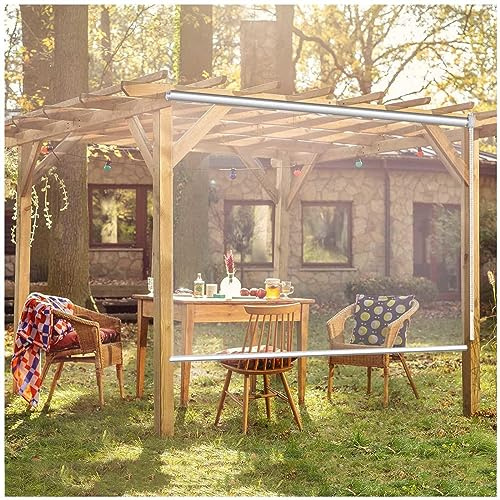 Clear Waterproof PVC Roller Shades Outdoor Roll Up Blinds for Glass Doors & Windows Rainproof Partition Curtains 110x300cm (43.3x118in) Durable & Stylish