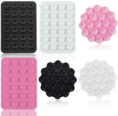 Aililong Supporto Telefono Ventosa (6 Ventose) – Silicone Antiscivolo, per Tutti Modelli, Supporto Bolle Retro, Colori Nero/Bianco/Rosa