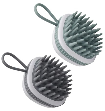 IMIKEYA Cepillo Masajeador para Cuero Cabelludo de Silicona Flexible 2 Unidades Verde Oscuro y Gris Oscuro para Champú y Masaje Ducha Estimula Circulación y Limpia Profundamente
