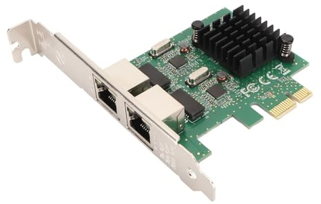 Tomantery Tarjeta de Red Gigabit PCIe X1 de Doble Puerto con Conexión Estable para PC con, Red Dúplex Completa para Servidores [Ahorro de energía] para Protección del Medio Ambiente