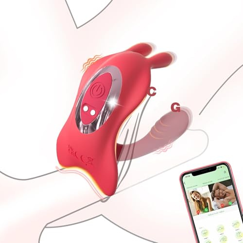 Couples App Remote Control Wearable Vibrator,9 Vibrating Modes,Couple Women Adult Sex Toys, Long Distance Panty Vibrator with Rabbit Stimulator for G Spot Clitoral Penis Pleasure