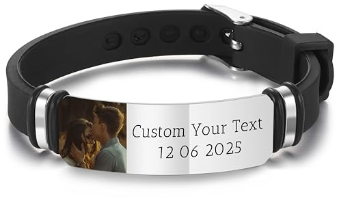 OTXIXTO Bracciale Personalizzato in Silicone con Foto per Uomo Donna Braccialetto Commemorativo Personalizzato con Foto All'interno Regalo Commemorativo per Mamma Papà Coppie