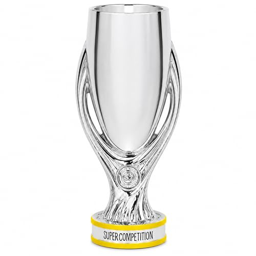 YYDSTES Réplique du Trophée des Champions de la Supercoupe d'europe, Trophée de Ligue de Football de Collection,Souvenir Sportif,Décoration pour Maison,Bureau et Vitrine, pour Fans,16cm | Trophées en Résine Argentée, Souvenir League de Football, Décoration de Bureau et Maison, Cadeau pour Fans de Football
