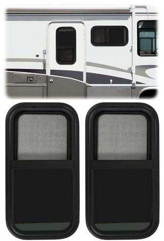HUOMMGS 2 Pièces Fenetre Camping Car avec Moustiquaire & 2 Anneaux de Finition Vitrage Trempé Fenêtre Camping Car Fenêtre Coulissante Pour Camping-Cars Fenêtres pour Camping-Cars (304,8 x 609,6mm)