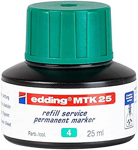 edding MTK 25 Nachfülltinte - grün - 25 ml - mit Kapillarsystem, ideal zum sauberen und unkomplizierten Nachfüllen fast aller edding Permanentmarker