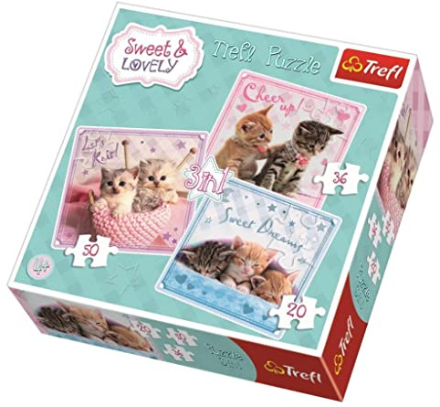 Trefl 34809 Puzzle, Süße Katzen, von 20 bis 50 Teilen, 3 Sets, Sweet und Lovely, für Kinder ab 4 Jahren