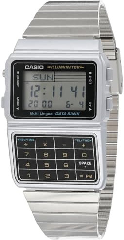 Casio - DBC-611-1D - Databank - Unisex Watch - Digital Quartz - LCD Dial - Grey Steel Strap, LCD/Grey, Bracelet