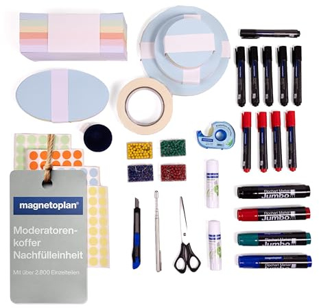 magnetoplan Moderationskoffer Nachfülleinheit | 2800 Teile zum Nachfüllen | Inkl. umfangreichem Moderationskarten Set
