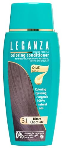 LEGANZA | Bálsamo Colorante Natural para el Cabello Color Chocolate Oscuro Nº 31 | Tinte Sin Amoniaco | Enriquecido con Aceites Naturales | baño de color | cubre canas | 150ML