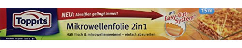 Toppits 2 in 1 Mikrowellenwellen- und Frischhaltefolie, 15 Meter, Breite 32.4 cm, Transparent