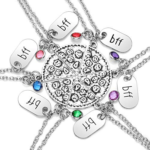Jovivi Best Friend Necklace Gifts for Women,Friendship Necklace Best Friends Friendship Gifts 6pc Pizza Slice bff Necklaces for Best Friend Birthday Funny Gifts For Women