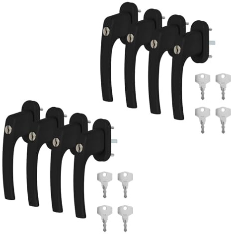 8 x Alu Fenstergriff in Schwarz RAL 9005 abschließbar - Stiftlänge 30mm