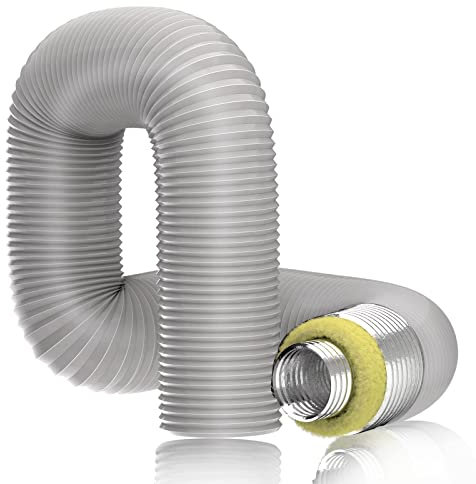 Hon&Guan Tuyau d'évacuation d'air en PVC Aluminium - Isolant Thermique et Acoustique - 75mm Conduit Tube de Ventilation Flexible - pour Climatisation, Aérateur, Sèche-linge, Hotte (ø75mm*1.2m)