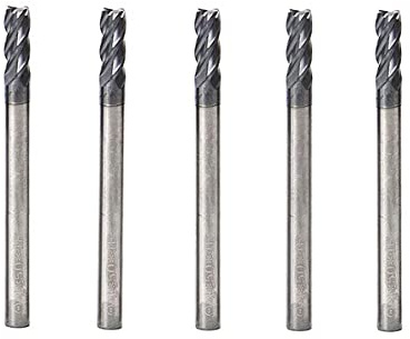 5 Pcs 4mm CNC Carbide End Mill Set, 4 Fultes Milling Cutter,Tungsten End Milling Bits Tool