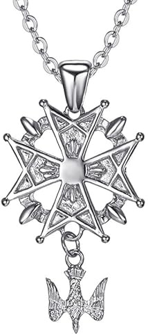 BOBIJOO JEWELRY - - Anhänger-Halskette Mann-Medaille Kreuz Huguenote Protestantischen Stahl 316L Silber Kette
