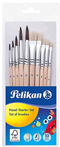 Pelikan 10 penslar, hår- och borstborstborstar, trä, 1-pack