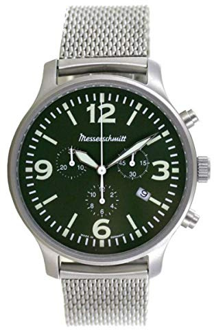 Messerschmitt Herren-Fliegeruhr Chronograph mit Milanaise-Armband ME-3H204M