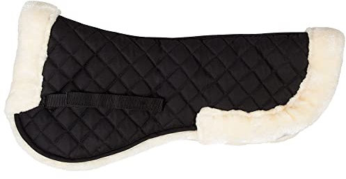 Pfiff 102876 Sattelpad mit Kunstfell, Sattelunterlage, Schwarz-Naturfarben Full