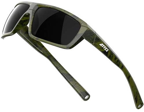 ATTCL Lunettes de Soleil Homme Polarisées Sports UV400 TR90 Enveloppant | Verres HD TAC, Anti-Éblouissement, Branches Antidérapantes, Sport, Conduite, Pêche, Golf et Course, 23 g, Cat 3