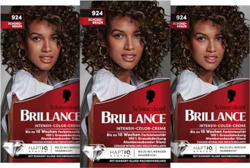 Brillance Intensiv-Color-Creme Haarfarbe 924 Schokobraun Stufe 3, 3er Pack(3 x 160 ml)